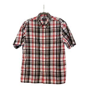 Chaps Performance Short Sleeve Red/Black Plaid Shirt Men’s Size Large *EUC*